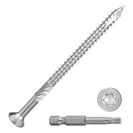 DTGN #10x3" Deck Screws - 100Pack - Good for Decks, Fences, Frames, Outdoor Furniture - 410 Stainless Steel Wood Decking Screws W/ T25 Torx Star Drive Bit - Silver