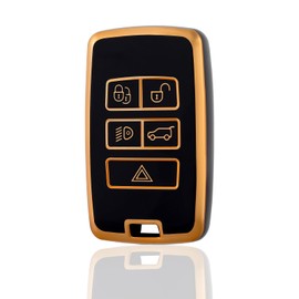OFF WE GO Car Key Case Key Cover for Land Rover Range Sport Evoque Freelander Discovery Defender Jaguar Car Key Box Key Cover Protective Case Black Gold