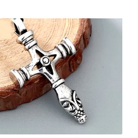 Fashion Jewelry Big VIKING CROSS CELTIC ODIN CRUSADE Charm 26" 925 Sterling Silver Necklace Men