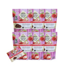 Sunny Fruit Soft Organic Dried Strawberries - 6 Bags (30 Individual Portion Packs) | Healthy, Sweet, Convenient Snack Packs | ORGANIC, NON-GMO, VEGAN, HALAL, KOSHER