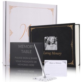 Funeral Guest Book 100 Pages For 312 Guests,Cover Can Be Inserted With Images,Funeral Guest Book For Memorial Service With Table Card, Pen & Pen Holder,Celebration Of Life Guest Book,100 Memory Cards