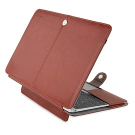 MOSISO PU Leather Case Compatible with MacBook 12 inch Case A1534 with Retina Display 2017 2016 2015 Release, Portfolio Protective Stand Cover Sleeve, Brown