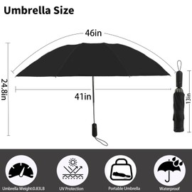 ZDSSM Umbrella Travel Large Windproof Inverted Umbrellas for Rain Portable Automatic Small Compact Reverse Folding Umbrellas for Women Men (Black)