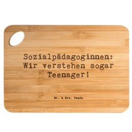 Mr. & Mrs. Panda Bamboo Chopping Board with German Text "Sozialpädagoginnen: Wir verstehen sogar Teenager! - Gift, Wooden Chopping Board, Professional Products,