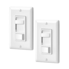 DEWENWILS Dimmer Switch for LED Lights, 600W Incandescent/Halogen and 150W CFL/LED, Single-Pole or 3-Way Dimmer Light Switch, White, 2 Pack