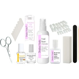 SHEBA NAILS Brush On Nail Resin Precut Fiberglass Nail Wrap Professional Kit Nail Extension and Repair Self-Adhesive Nail Wrap Kit