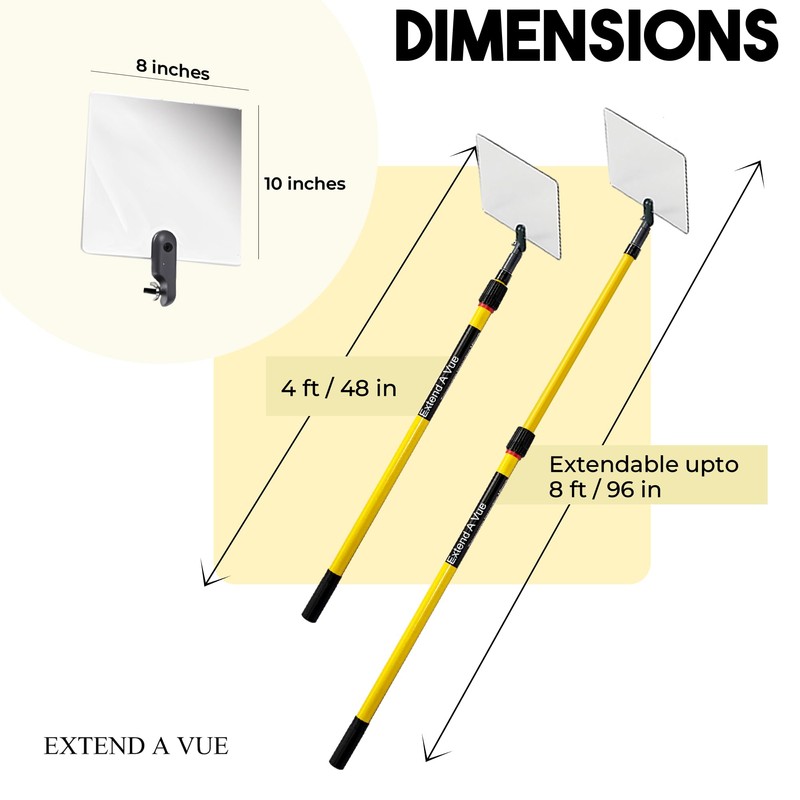 Extend A Vue Telescoping Inspection Mirror - Standard Fiberglass, Lightweight