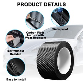 4Pcs Rolls Carbon Fibre Tapes Set - 4 Sizes 3d Car Door Sill Protector Carbon Fibre Vinyl Wrap, 16.4 Ft / Rolls Texture Effect Universal Car Accessories Scratch Protection for Vehicle Motorcycle
