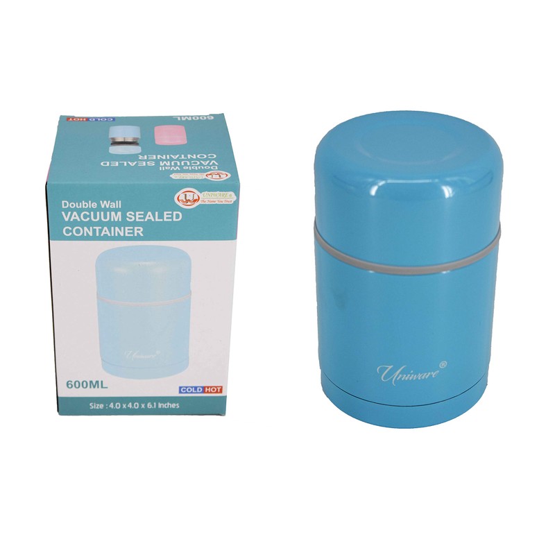 UNIWARE Blue Double Wall Vacuum Sealed Container (600 mL), 4.0