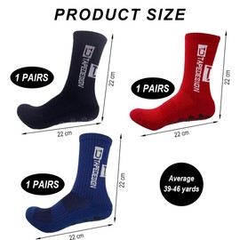 YOYEAH 3 Pairs of Grip Socks Football Non-Slip Football Socks for Children, Boys and Men: Non-Slip Football Socks for Football, Basketball, Running, Rugby, Tennis, Tape Design Socks, Football Socks