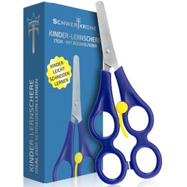 Schwertkrone Children's Learning Scissors 17 cm with Return Spring, Practice Scissors Toddlers Double Scissors Therapist Scissors Helper Scissors Craft Scissors Rustproof