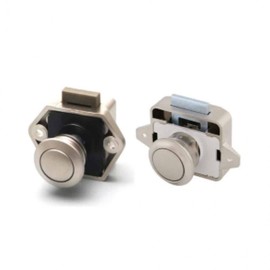 Caravan Drawer Lock One-Touch Handle Furniture Handle Door Handle 2 - Push Lock Pearl Nickel - 26mm