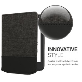 kwmobile Case Compatible with Pocketbook Verse/Verse Pro/Verse Color/Vivlio Light/Light HD - Canvas eReader Protective Cover Case - Anthracite Black