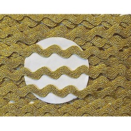 Großhandel für Schneiderbedarf 5 m Lurex Gold Zigzag Braid 8 mm, 100% Polyester, Made in Germany, 5 m