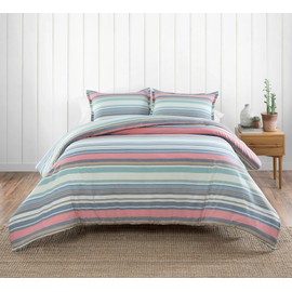 PENDLETON Aurora Stripe Twin/TwinXL Comforter Set, Luxury Cotton Breathable Plush Soft Comfortable Quilt Sets for Home Decor, Boho Bedding Cover, Tan Multi, Twin