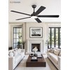 ZMISHIBO 60" Ceiling Fans with Lights, Black Modern Ceiling Fan