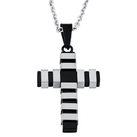 Hanessa Jewellery for Men Elegant Men's Necklace Stainless Steel Cross Pendant Jesus Christ Gift for Boyfriend / Husband, Stainless Steel