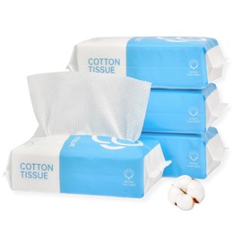 Disposable Face Towel - 4 Pack 200 Count, JOMWEN Unscented Face Towels Facial Cloths for Sensitive Skin, Super Soft Dry Wipes for Skincare and Makeup Remover