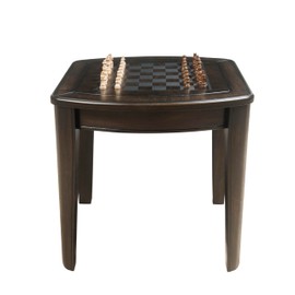 Steve Silver Diletta, Medium Cherry, Chess Game, Reversible Top, Multi-Functional, Dark Walnut Finish End Table, 24" L x 24" W x 24" H