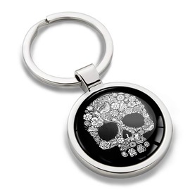 Biomar Labs 3D Metal Skull Flowers Skull Keyring Key Ring Accessories Men Women Keychain Gift KK 193