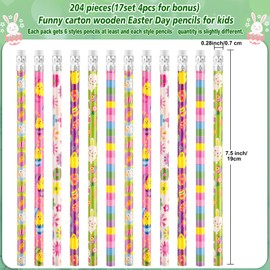 Zuazaor 200 Piece Student Mixed-color Cute Wooden Pencils in Bulk Easter Pencils with Eraser Wood Graphite Pencil for Kids Girls Boys (Easter Day)
