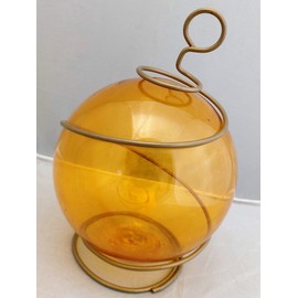 DRH Set of Five Japanese Fishing Glass Buoy with Metal Coil Wrap - Glass Float Ball - Bright Nautical Decor - Perfect Hanging Nautical Glass Buoy Gift for Art Lovers - 5 inches X 7.5" Height Each