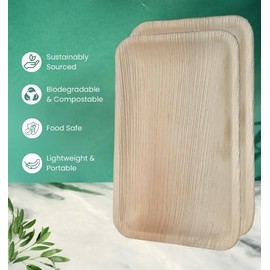 Puryfi Palm Leaf Eco-Friendly Rectangle Plates 6 x 9 inches (Pack of 50)