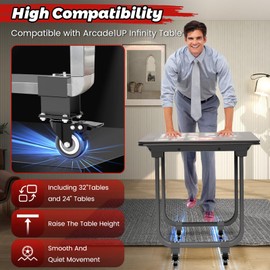 Riser Casters Compatible with Arcade1UP Infinity Table，360° Swivel Casters for Raising The Table Height, Heavy Duty Plate Caster- Load 200lbs(Set of 4)