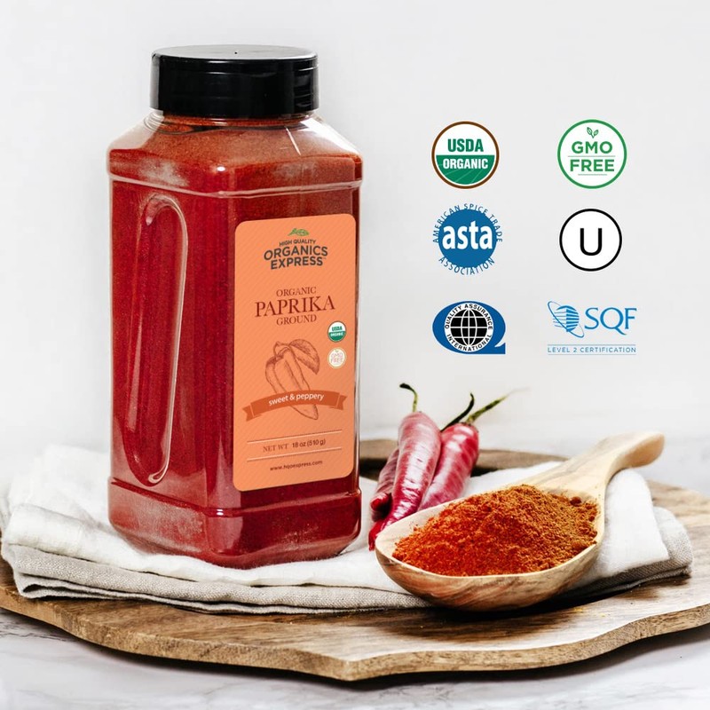HQOExpress Organic Paprika – Non GMO, Kosher, USDA Certified Organic