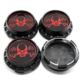 GTOWNWORKS 67mm/2.64in Wheel Center caps | Compatible with XXR LG1309-79 Center Hubcaps | 4 Pack Black Center Cover Replacement with Skull Sticker