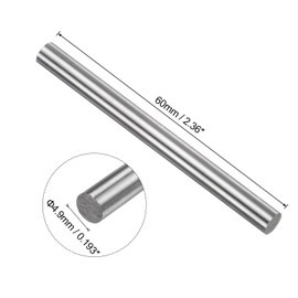 sourcing map 2pcs Round Steel Metal Rods, 4.9mm x 60mm High Speed Steel (HSS) Lathe Bar Stock Tool, for Shaft Gear Drill Lathes Boring Machine Turning Miniature DIY Craft