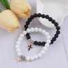 WANDIC 2 Pieces Cross Bracelet Frosted Braided Rope Elastic Christian