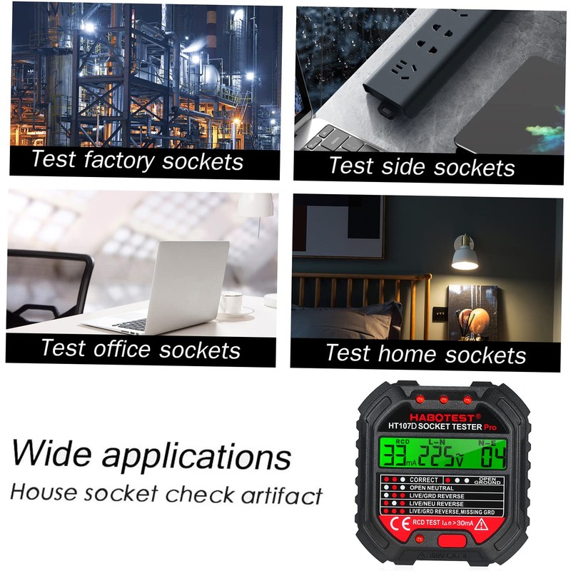 KKnoon Socket Tester with Voltage Display 90-250 V Socket Tester