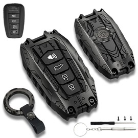 Heavy Duty Zinc Alloy Key Fob Cover for Toyota 2020–2024 Highlander, 2018–2024 RAV4,Camry,C-HR,Corolla, Avalon, Prius & GT86, 4-Button Key Case(Black)