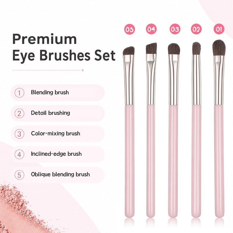 Eyeshadow Brush Set, 5Pcs Eye Makeup Brushes with Blending &