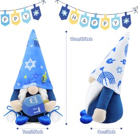 Gehydy Set of 2 Hanukkah Gonk Plush Chanukah Christmas Decoration Gnome Handmade Scandinavian Tomte Stuffed Xmas Decor for Home Kitchen - White & Blue