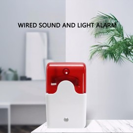 Lancoon Stroboskop Lauthornsirene Kit 110dB Kabelgebundener Sicherheitswarnalarm 12V Blitzlicht Signal Alarm Alarmsystem Haus Sicherheitssystem für Haus Gemeinde Geschäft Fabrik Evakuierungsnotfall