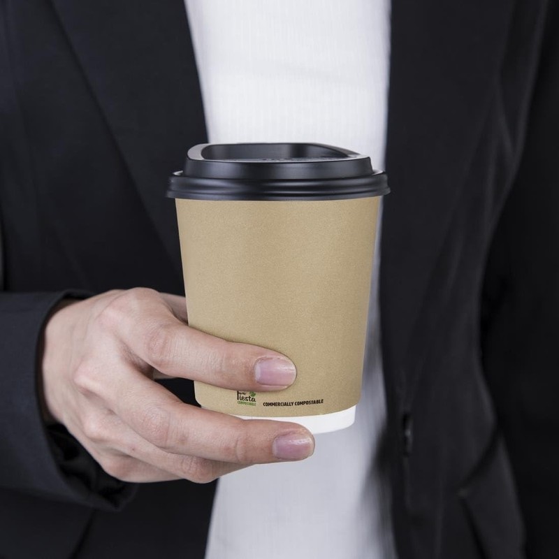 Fiesta Compostable Hot Cup Double Wall Kraft, 8 oz, Sleeve