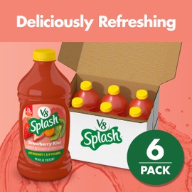 V8 Splash Strawberry Kiwi Flavored Juice Beverage, 64 fl oz Bottle (6 Pack)
