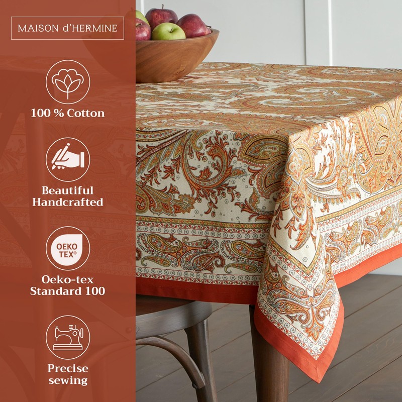 Maison d' Hermine Kashmir Paisley 100% Cotton Tablecloth 54 -
