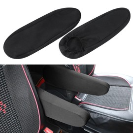 BOHUIZ 2 Stück Auto Armlehnenbezug für Vordersitze, Armlehnenschoner Universalgröße Armlehne Auto für Auto, SUV, LKW und Van (Schwarz)