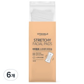 Vitahalo stretchable cotton pads, 6 pieces, 100 pieces / 비타할로 늘어나는 화장솜, 6개, 100개입