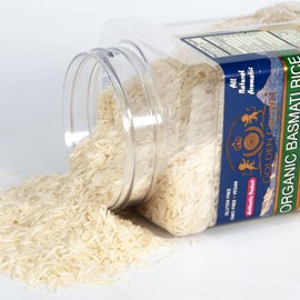 Golden Crown Basmati Rice - 32 oz (2LB) Jar | Long Grain White Rice | Amazing Taste, Healthy Meals & Natural Aromatic Smell | Premium Gluten-Free Rice