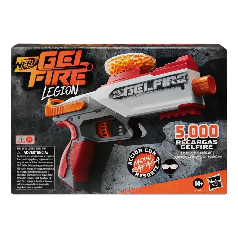 Lanzador Nerf Pro Gelfire Legion 5000 Recargas Gelfire +14 Negro