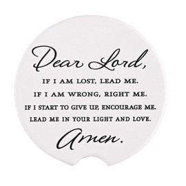 Dicksons CC-28 Dear Lord If I Am Lost Lead Me Amen Classic White 2.5 Inch Absorbent Ceramic Car Coasters Set of 2