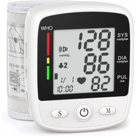 MBUPAI Digital Wrist Blood Pressure Monitor Large Lcd Voice Dual User Usb Rechargeable