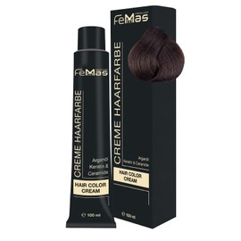 FemMas Hair Colour, Professional Cream Hair Colour with Argan Oil, Keratin & Ceramides, as Permanent Hair Colouring or Tint for Radiant, Durable Colour Results, Dark Blonde Intensive 6.0, 100 ml