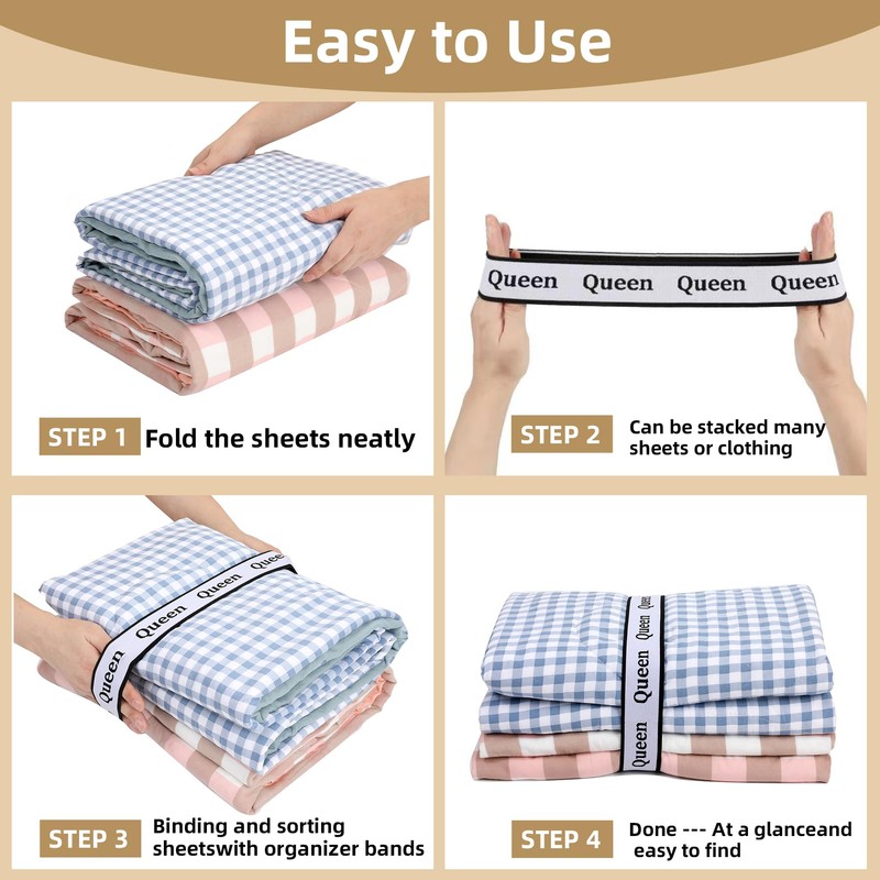 4Pcs Bed Sheet Organizer Bands Sheets Labels for Bedding ，Sheet