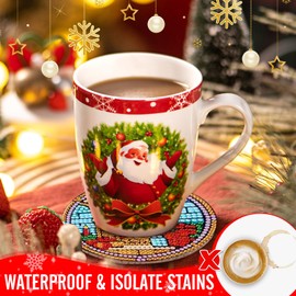 8 PCS Diamond Painting Coasters Christmas,Acrylic Christmas Diamond Art Coasters with Holder,DIY 5D Diamond Painting Coaster Set for Drinks Table Housewarming Bar Home Decor