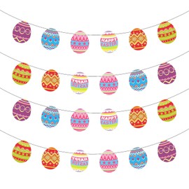 NAUZE Easter Egg Banner Easter Egg Happy Garland Indoor Decoration Easter Spring Themed Party Favors Supplies for Mantle Fireplace Outdoor Party